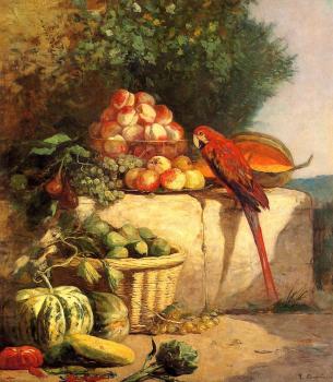 尤金 佈丹 Fruit and Vegetables with a Parrot